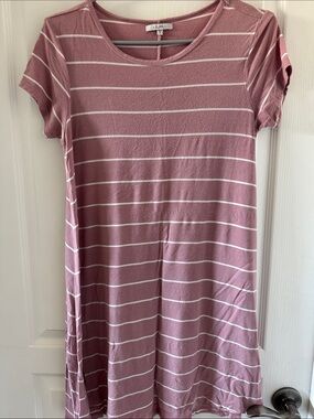 Z Supply Pink Striped Tee Dress